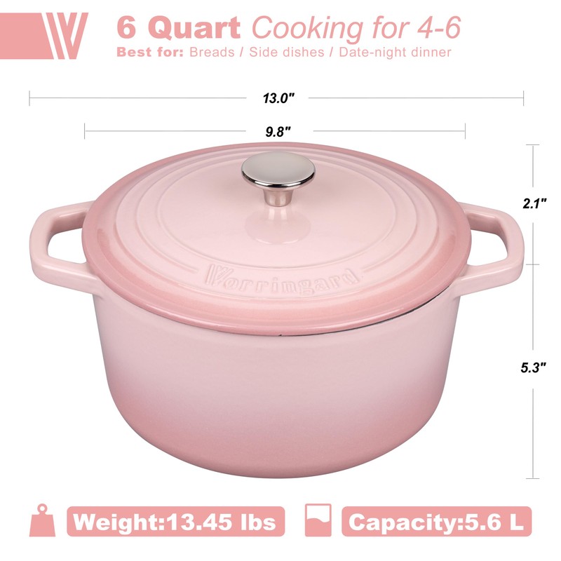 VORRINGARD Enameled Cast Iron Dutch Oven Pot with Lid, for