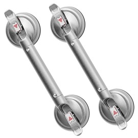 SPECILITE 17 Inch Grab Bars for Bathtubs and Showers 2 Pack Seniors Handles for Elderly Strong Suction Handicap Safety Handrail for Bathroom Toilet Tiles Glass Gray Silver