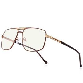 RB.Pilot Reading Glasses for Men Square Double Bridge Blue Light Blocking Computer Readers (coffee, 3.00)
