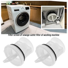 Create idea 2Pcs Washing Machine Drain Filter 647920 00647920 605010 00605010 Compatible with Bosch Compatible with Siemens Washing Machine Drain Pump Fluff Filter White
