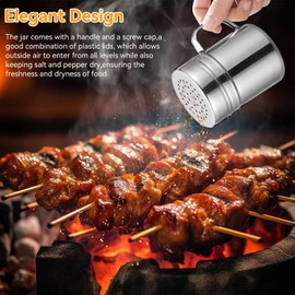 2PCS Salt Pepper Dredge Shakers, Salt and Pepper shakers Spice shakers with Holes and lids Seasoning Bottle with Handle for Cooking Kitchen (M)