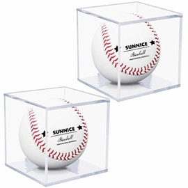 SUNNICE Sign Ball Case, Baseball Case, Set of 2, UV Protection, Acrylic Display Case, Baseball, Prevents Degradation, Tarnishing, Protection, Display, Collection Case, Commemorative Goods, Baseball Goods, Compatible with Hard/Soft Ball Baseball