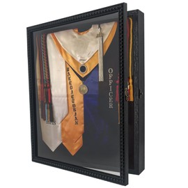 Hodeframe Graduation Shadow Box Frame - 13x16 Frame with Unique Design Beads, HD Glass Window, Metal Lock, Memory Box for Keepsake, Black