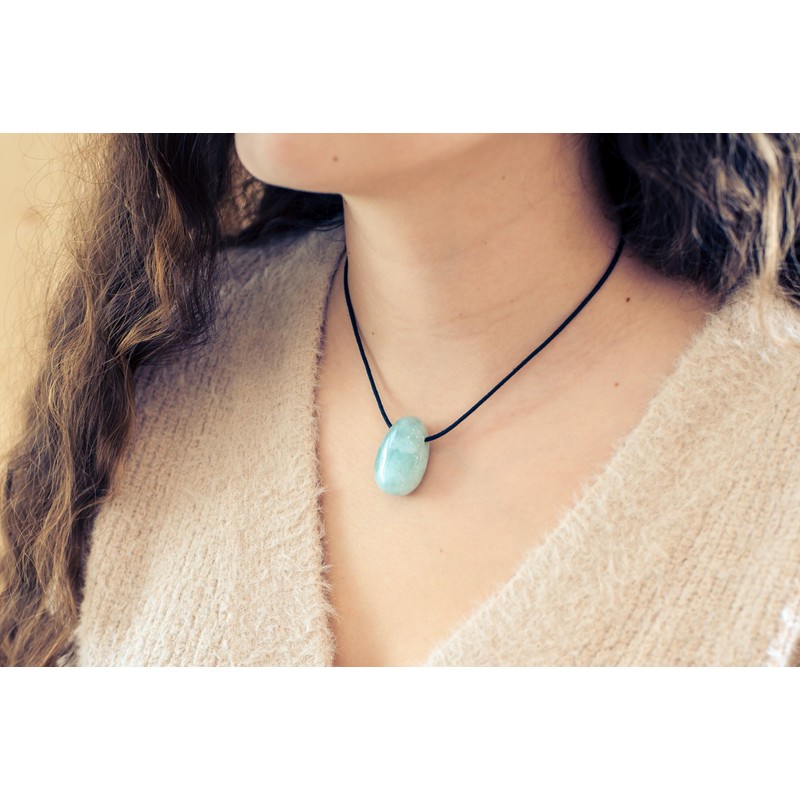 Lebensquelle Plus Aquamarine Teardrop Pendant | Drilled Tumbled Stone Pendant