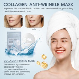 Allony Biodance Bio-collagen Real Deep Mask, Bio Collagen Mask Overnight, Korean Collagen Face Mask, Hydrates and Moisturizes, Firms the Skin(4Pcs)