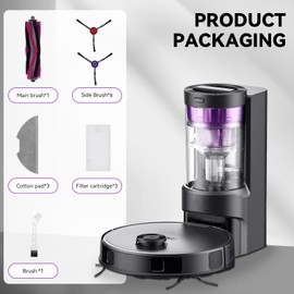 Replacement Parts Accessories Kit Compatible with Eureka E10s E20 Plus Robot Vacuum Cleaner - 2 Main Roller Brush 8 Side Brushes 4 HEPA Filters 4 Mop Pads and 1 Brush