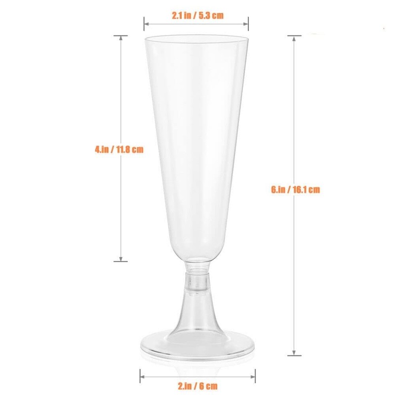 eMKay® Clear Plastic Champagne Flutes/Glasses 140ml - 24 Count (Pack