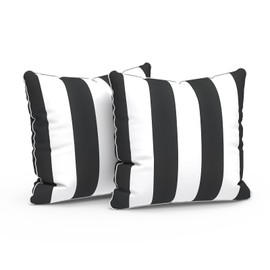 LVTXIII Outdoor Pillow Covers Set of 2, Patio Waterproof Throw Pillow Cases Fade Resistant Accent Pillow Covers for Spring Summer Garden Decoration, 18"x18", Cabana Black