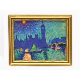 Melody Jane Dollhouse London Big Ben Picture Painting Gold Frame Miniature Accessories 1:12