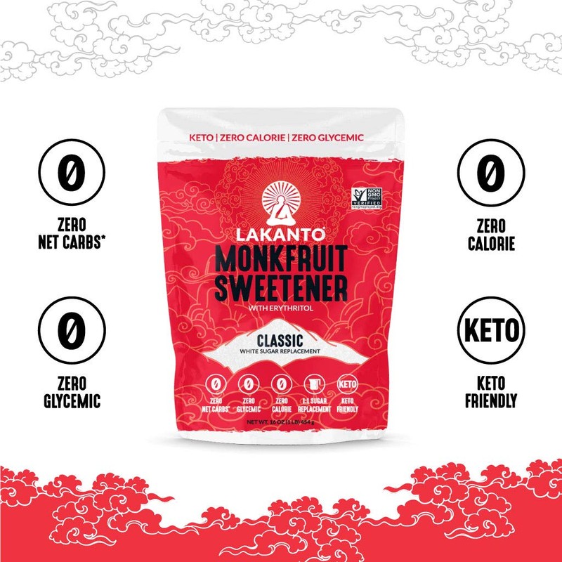 Lakanto Monk Fruit Sweetener With Erythritol, White Sugar Substitute From