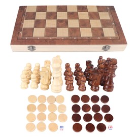 International Chess Portable 3 in 1 Wooden Foldable International Wood Chess Set for Kids Adults