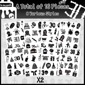 Death to My 20s Party Favors 190 PCS+Temporary Tattoos Rip to My 20s Birthday Party Decorations Supplies, 20s 30th Birthday Black Funeral Party for Women's and Man's Funny Thirtieth Birthday Party