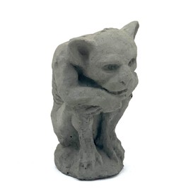 Sitting Gargoyle Statue: Solid Durable Stone with Distressed Texture. Perfect Home Design & Sealed for Outdoor Use. Handcrafted USA. (Antique/Gray)