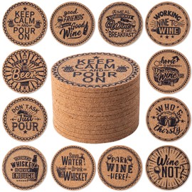 STARUBY 12 Pcs Cork Coasters, Coasters for Drinks, Coasters for Coffee Table, for Drinks Absorbent Kitchen Dining Room Decoration 10cm Round Bars