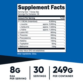 Nutricost EAA Powder 30 Servings (Unflavored) - Essential Amino Acids - Non-GMO, Gluten Free, Vegetarian Friendly