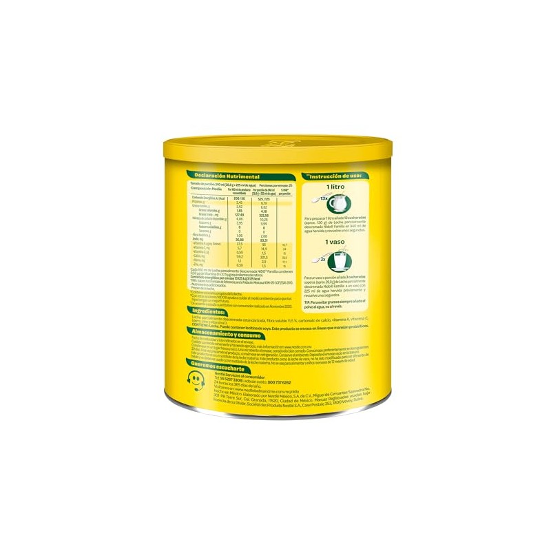 Nido Familia Leche Parcialmente Descremada en Polvo Adicionada con Fibra