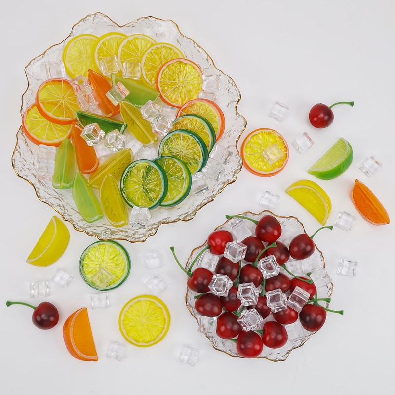 Gresorth 100pcs Highly Simulation Fake Yellow Lemon Slice Cherry Ice