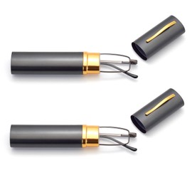 HIGHLIKE 2-Pack Slim Pocket Reading Glasses Men Women, Compact Readers Super Clear Lens, Spring Hinge Metal Frame Eyeglasses, Gunmetal Gunmetal 2.5 x