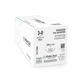 Veterinary Sutures Vet-Xanone PDO 3-0, 3/8 Round 24mm Reverse Cutting (Comparable to PDS II)
