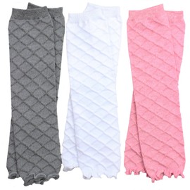 juDanzy 3 Pairs of girls baby Leg Warmers for newborn, infant, toddler, child (One Size, Pink, Gray, White)