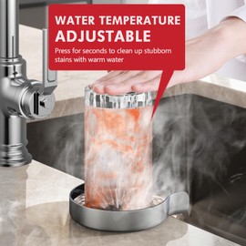 HGN Hot and Cold Glass Rinser,Temperature Adjustable Metal Cup Washer for Kitchen Sinks(Chrome)