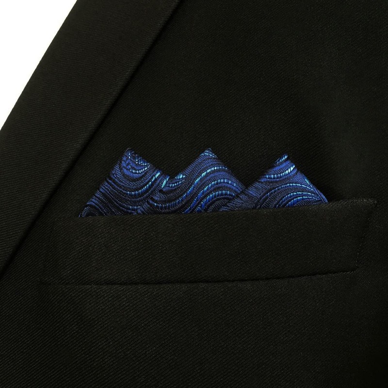 [S&W SHLAX&WING] Blue Pocket Square Formal Use Silk XL, blue