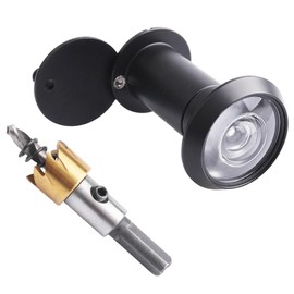 Tahikem Door Viewer Peephole, Door Viewers with 0.63inch/16mm Drill Bit Kit, Fits 1-3/8" to 2-1/4" Front Door, 200 Degree Wide Angle Peep Eye Hole, Anti Peeping Reverse Privacy Covers - Matte Black