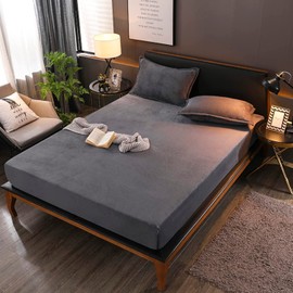 Sedefen Warm Fitted Sheet 140 x 200 cm Dark Grey Anthracite Winter Flannel Bed Sheet Plush Fluffy Cashmere Touch Box Spring Bed Fitted Sheet for 25 to 30 cm Mattress