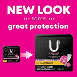 Kotex U by Kotex Balance Daily Wrapped Panty Liners for Women (Previously 'Barely There'), Light Absorbency, Regular Length, 150 Count (Packaging May Vary)
