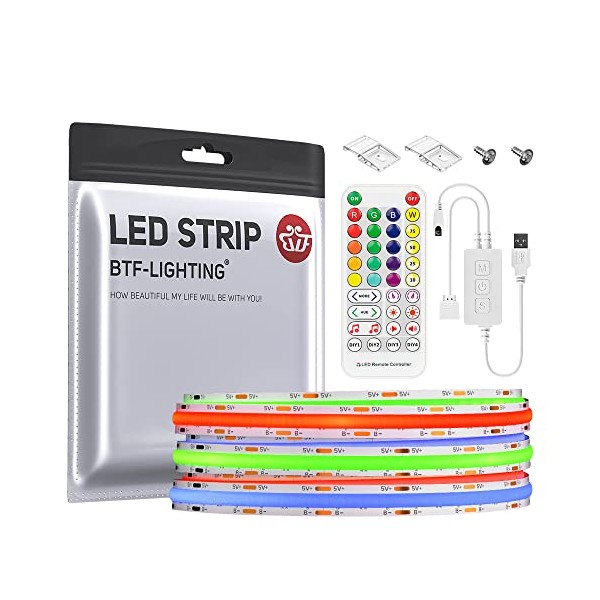 BTF-LIGHTING BTF-LIGHTING FCOB RGB USB LED Strip Kit 2M 576LEDs/m