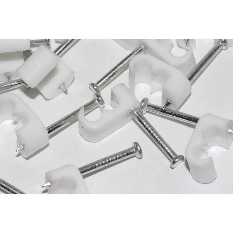 UKFIX 100 x White Twin Satellite Shotgun Cable Clips, Sky