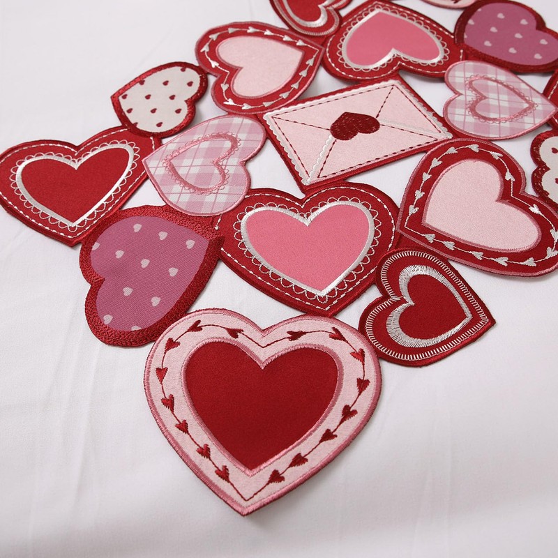 YINFUNG Valentines Table Runner Embroidered Heart Red Hot Pink 13x54IN