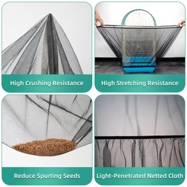 DECKALY Bird Cage Seed Catcher, Universal Bird Cage Cover, Soft Breathable Nylon Mesh Net, Birdcage Cover Skirt Seed Guard for Parrot Parakeet Macaw African Round Square Cages (Solid-Black)