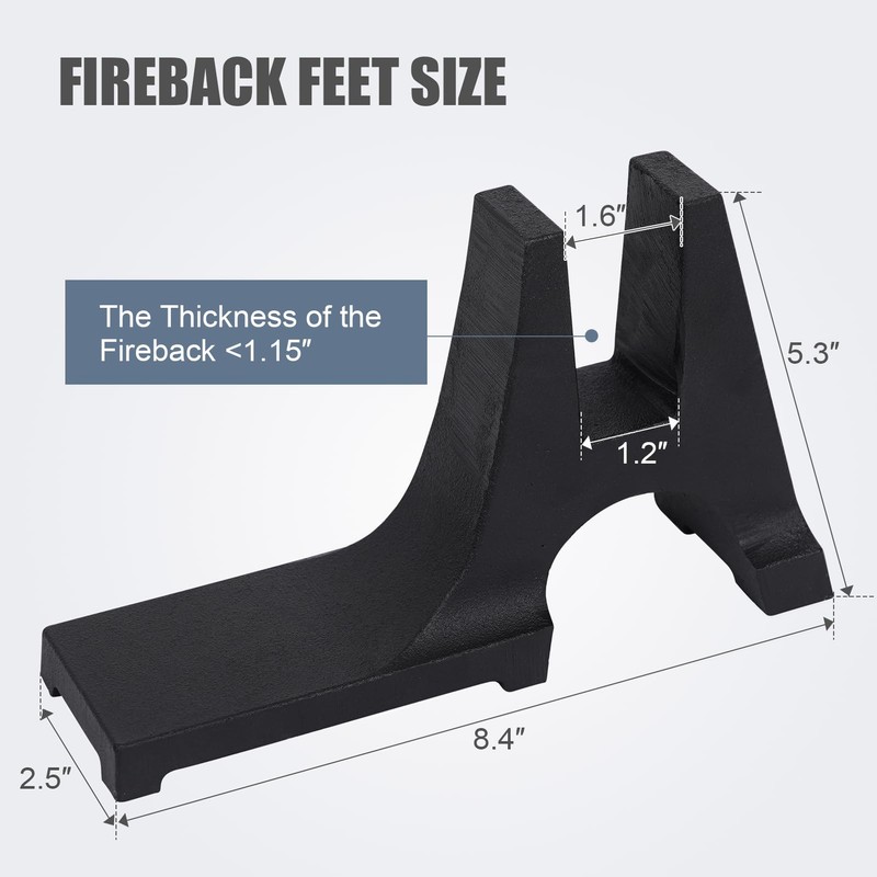 INNO STAGE Cast Iron Fireback Feet - Durable Fireplace Fireback