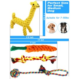 Dog Toys Rope Puppy Teething Chew Toy for Small Dogs, Interactive Tug of War Dog Rope Toy for Boredom, Dental Health and Relieve Stress (4 pack)