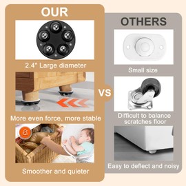 Self Adhesive Caster Wheel 2 inch, 360° Swivel Universal Wheels, Mini Adhesive Caster Wheels, Low Profile Swivel Wheels for Furniture,Storage Box,Coffee Maker,PC (4 Pcs, Black)