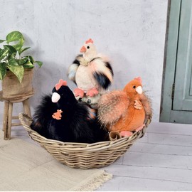 Histoire d'ours - Black Chicken Plush Toy - 20 cm - Champêtre Chics Collection - Gift Idea for Birth - Plush Toy for Children, Very Soft - Plush Toy Hen for Mountain - HO3163