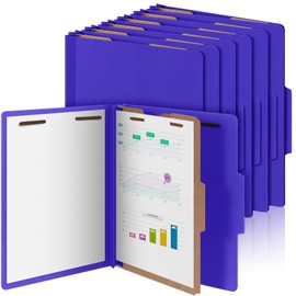 Skyygemm 12 Pcs Classification Folders Bulk 1 Divider File Folder with Fastener 2 Prongs Pressboard Employee Folder with 3.5 Inch Expansion for Standard Medical File,Document,Office Report (Purple)