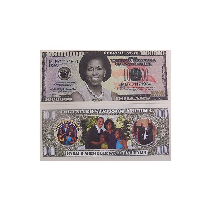 SET OF 10 BILLS-Michelle Obama Million Dollar Novelty Bills