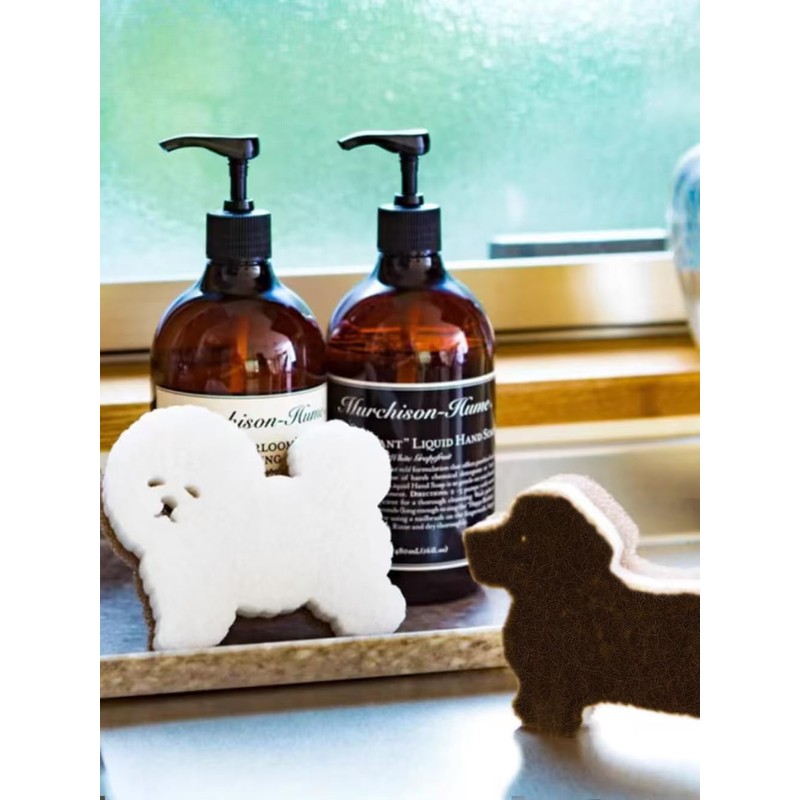 Kitchen Sponge Cute Dog Sponge Three-Layer Dog Cleaning Sponge Pet