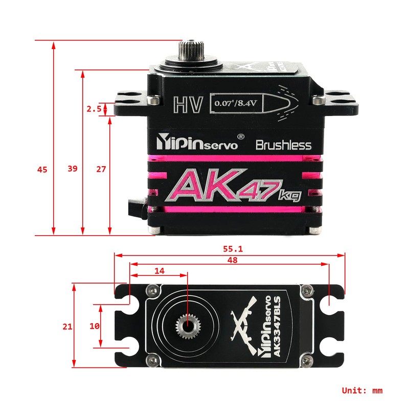 47KG High Torque Digital Servo Stainless Steel Gear 180 Degree