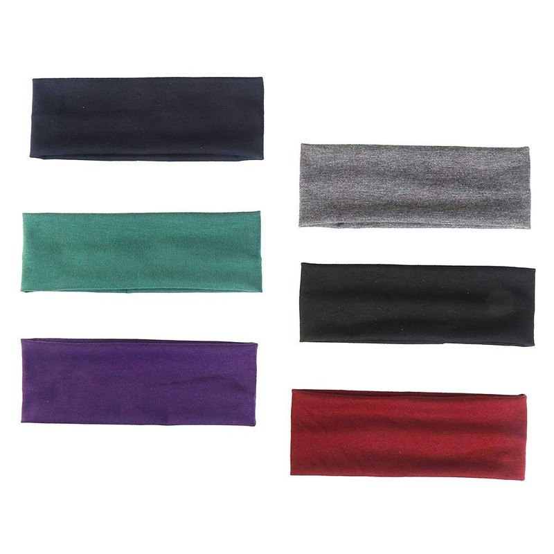 6 Pieces Yoga Cotton Headbands, Elastic Head Bands for Teans