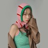 Hooded Drawstring Balaclava Knit Hat lf1840 - One Size Pink 2ea