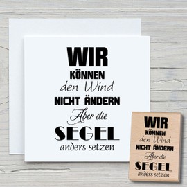 Newstamps Stamp "Wir können den Wind" Motif Stamp Large Made of Wood and Rubber for Card Making, Wooden Stamps, Sayings, Sayings, Text Stamp, Lettering, Scrapbook, Textile Stamp, Decoration
