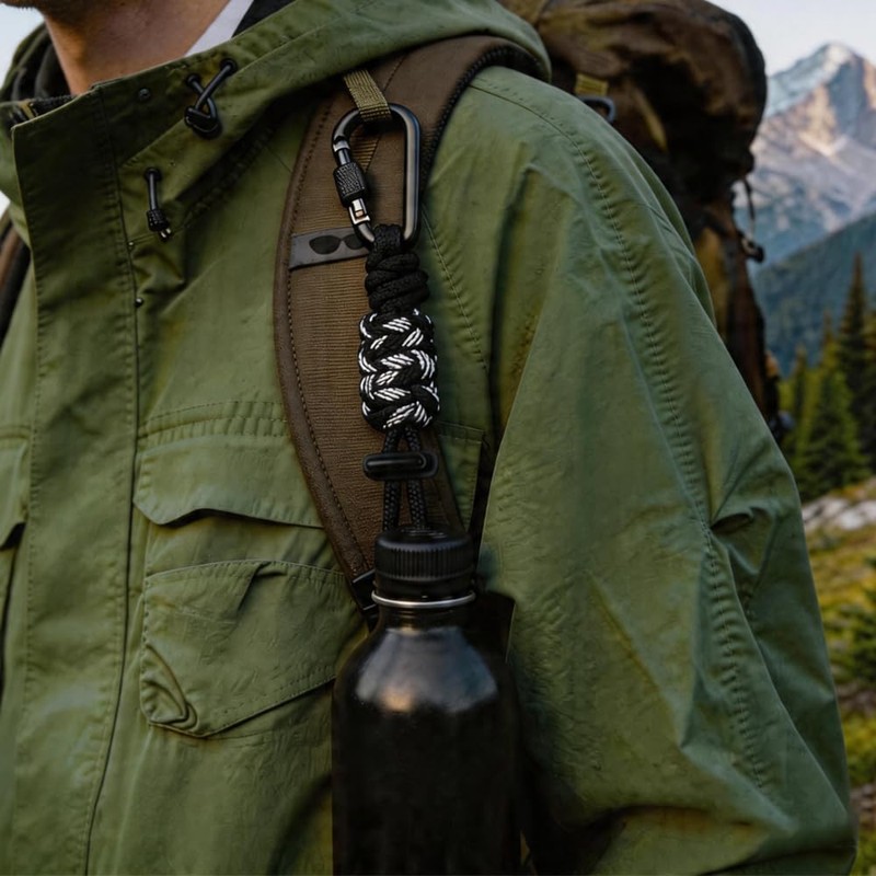 QUANTALY ペットボトルホルダー ストラップ カラビナ ドリンクホルダー 登山 アウトドア カラビナ おしゃれ 両手解放