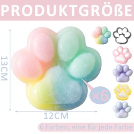 Pack of 6 Squishy Paw, 6 Colours for You to Choose From, Pressure Resistant Toy, Squishy Paws Stress Relief Toy, Fufu Squishy, Very Suitable for People Who Relieve Stress