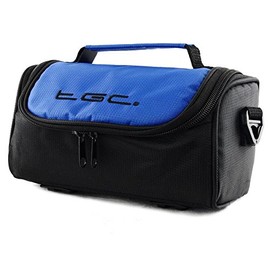 TGC ® Camera Case for Nikon Coolpix L340 with shoulder strap and Carry Handle (Black & Dreamy Blue)