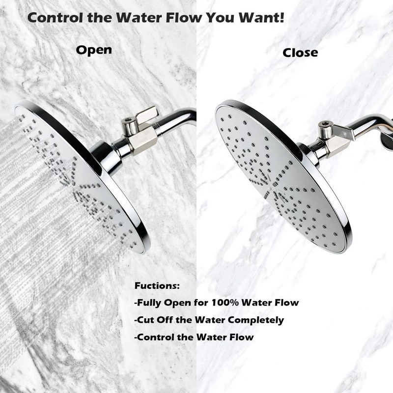 Showerhead Shut Off Valve with Stainless Handle, 304 Stainless Steel