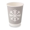 BIOZOYG Pack of 25 Grey Double-Walled Paper Cups Winter Motif