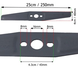 SPARES2GO Metal Blade for Flymo Hover Vac Turbo Lite 250 Lawnmower (25cm)